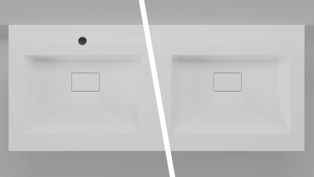 Washbasin with or without a faucet hole