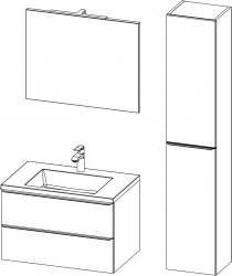 Grande / kompozicija IV / 80 + 35 cm
- Baza GRANDE 80 s umivaonikom, 2 ladice
- Ogledalo na poleđini s prekidačem i utičnicom 80
- LED svjetiljka LINEA
- Kolona GRANDE s ručkama, 2 vrata