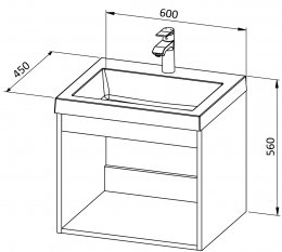 Base mobile BASIC 60 con lavabo